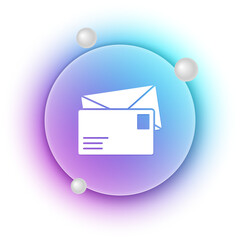 Poster - White Envelope icon isolated on white background. Email message letter symbol. Blue and purple gradient circle background. Vector