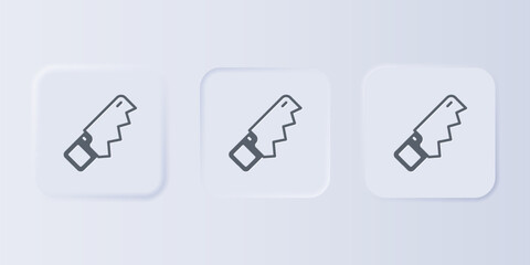 Poster - Grey Hand saw icon isolated on grey background. Set icons in square buttons. Vector