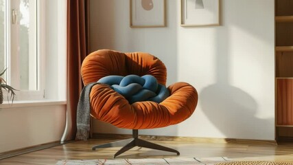 Aufkleber - A warm and inviting living room scene with a comfortable chair and bookshelf