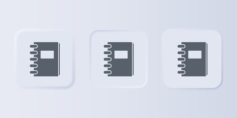 Poster - Grey Notebook icon isolated on grey background. Spiral notepad icon. School notebook. Writing pad. Diary for school. Set icons in square buttons. Vector