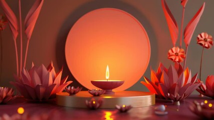 Poster - A lit candle sits on top of a table, providing warm light