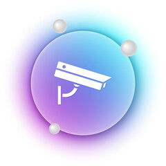 Poster - White Security camera icon isolated on white background. Blue and purple gradient circle background. Vector