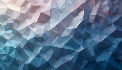 Poster - Geometric background features shades of blue, gray, and pink, creating a low poly faceted crystal effect for modern design projects.