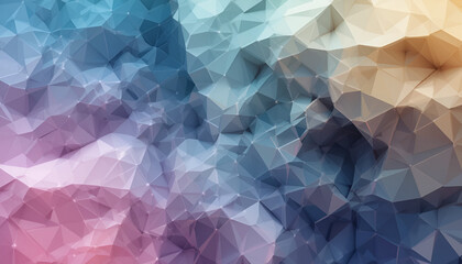 Poster - Abstract geometric background displaying polygonal shapes in shades of blue, pink, and tan, ideal for creative projects and digital art.