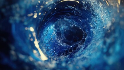 Aufkleber - A close-up of a blue glass filled with water