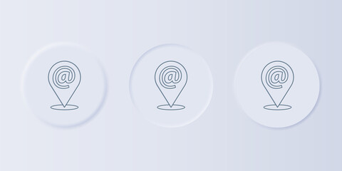 Poster - Grey Location and mail and e-mail icon isolated on grey background. Envelope symbol e-mail. Email message sign. Set icons in square buttons. Vector