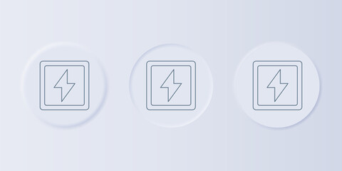 Fototapete - Grey Lightning bolt icon isolated on grey background. Flash sign. Charge flash icon. Thunder bolt. Lighting strike. Set icons in square buttons. Vector