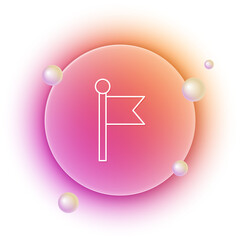 Poster - White Flag icon isolated on white background. Location marker symbol. Orange and pink gradient circle background. Vector