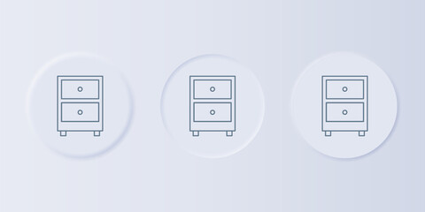 Fototapete - Grey Drawer with documents icon isolated on grey background. Archive papers drawer. File Cabinet Drawer. Office furniture. Set icons in square buttons. Vector