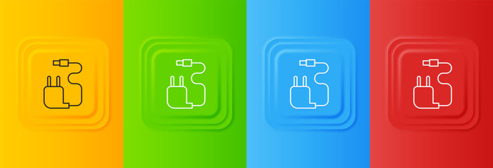 Poster - White Charger icon isolated on colorful background. Set icons in square buttons. Vector