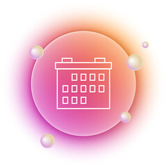 Poster - White Calendar icon isolated on white background. Event reminder symbol. Orange and pink gradient circle background. Vector