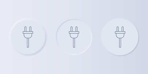 Poster - Grey Electric plug icon isolated on grey background. Concept of connection and disconnection of the electricity. Set icons in square buttons. Vector