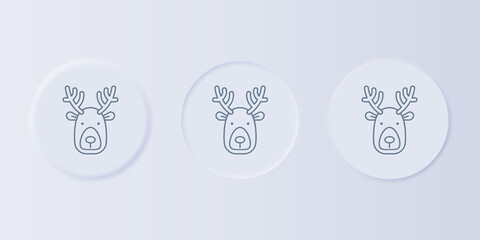 Poster - Grey Deer head with antlers icon isolated on grey background. Set icons in square buttons. Vector