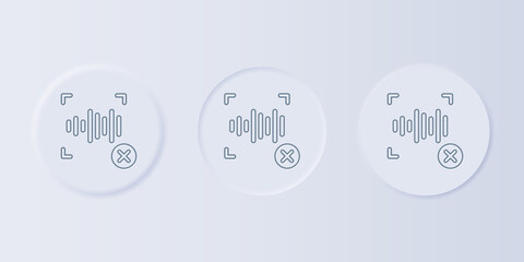 Aufkleber - Grey Rejection voice recognition icon isolated on grey background. Voice biometric access authentication for personal identity recognition. Set icons in square buttons. Vector