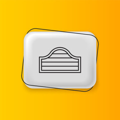 Poster - Black Old western swinging saloon door icon isolated on yellow background. Silver rectangle button. Vector