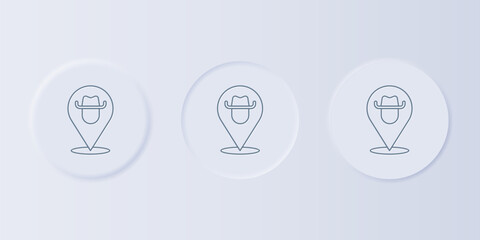 Poster - Grey Location cowboy icon isolated on grey background. Set icons in square buttons. Vector