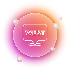 Poster - White Pointer to wild west icon isolated on white background. Western signboard, message board, signpost for finding way with direction. Orange and pink gradient circle background. Vector