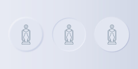 Poster - Grey Camping lantern icon isolated on grey background. Happy Halloween party. Set icons in square buttons. Vector