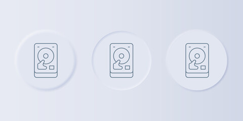 Aufkleber - Grey Hard disk drive HDD icon isolated on grey background. Set icons in square buttons. Vector