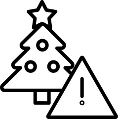 Poster - Christmas tree warning sign holiday safety alert festive decoration symbol caution winter celebration icon risk season pine exclamation notice graphic outline black simple minimal December event