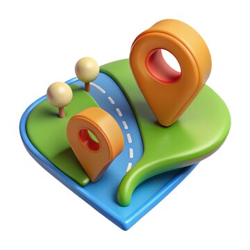 3d render of colorful location pins on a map