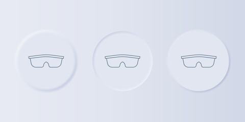 Poster - Grey Sport cycling sunglasses icon isolated on grey background. Sport glasses icon. Set icons in square buttons. Vector