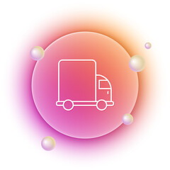 Poster - White Delivery cargo truck vehicle icon isolated on white background. Orange and pink gradient circle background. Vector