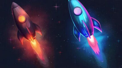 Aufkleber - Illustrations of a space shuttle and a rocket