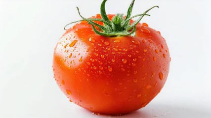 Poster - A fresh tomato with water droplets glistening on its surface