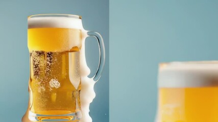 Aufkleber - Two mugs filled with beer and a splash of liquid, perfect for a casual evening or party
