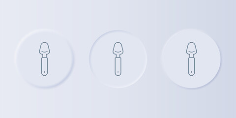 Poster - Grey Spoon icon isolated on grey background. Cooking utensil. Cutlery sign. Set icons in square buttons. Vector