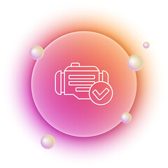 Poster - White Check engine icon isolated on white background. Orange and pink gradient circle background. Vector