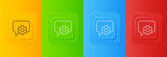 Poster - White Telephone 24 hours support icon isolated on colorful background. All-day customer support call-center. Full time call services. Set icons in square buttons. Vector