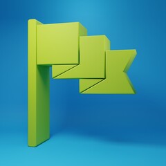 Poster - Green Flag icon isolated on blue background. Location marker symbol. Minimalism concept. 3D render illustration