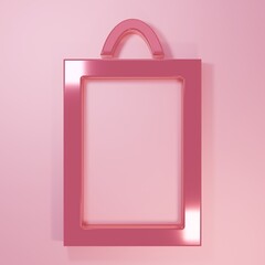 Poster - Pink Picture icon isolated on pink background. Minimalism concept. 3D render illustration