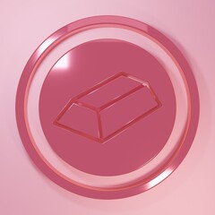Poster - Pink Gold bars icon isolated on pink background. Banking business concept. Minimalism concept. 3D render illustration