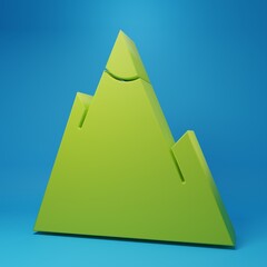 Poster - Green Mountains icon isolated on blue background. Symbol of victory or success concept. Minimalism concept. 3D render illustration