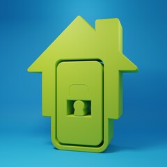 Aufkleber - Green Mobile phone with smart home icon isolated on blue background. Remote control. Minimalism concept. 3D render illustration