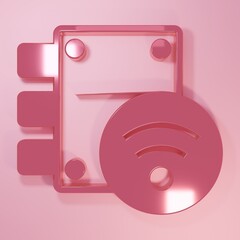 Poster - Pink Digital door lock with wireless technology for unlock icon isolated on pink background. Door handle sign. Security smart home. Minimalism concept. 3D render illustration