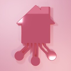 Aufkleber - Pink Smart home icon isolated on pink background. Remote control. Minimalism concept. 3D render illustration