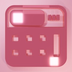 Aufkleber - Pink Calculator icon isolated on pink background. Accounting symbol. Business calculations mathematics education and finance. Minimalism concept. 3D render illustration