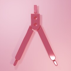 Poster - Pink Drawing compass icon isolated on pink background. Compasses sign. Drawing and educational tools. Geometric instrument. Minimalism concept. 3D render illustration