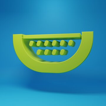 Green Watermelon icon isolated on blue background. Minimalism concept. 3D render illustration