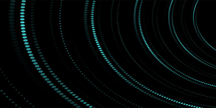 3D blue technology background. Big data visualization in dark space with dotted line shape effect decoration. Circle dot style concept modern graphic design element.