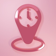 Poster - Pink Time zone clocks icon isolated on pink background. Minimalism concept. 3D render illustration
