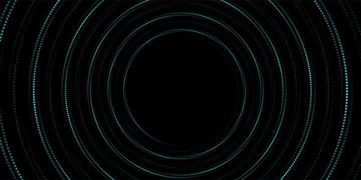 3D blue techno background. Big data visualization on dark space with dotted lines shape effect decoration. Modern graphic design element dots circle style concept for flyer, card, or brochure cover