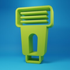 Poster - Green Photo camera icon isolated on blue background. Foto camera. Digital photography. Minimalism concept. 3D render illustration
