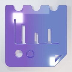 Fototapete - Purple-blue Document with graph chart icon isolated on grey background. Report text file icon. Accounting sign. Audit, analysis, planning. Minimalism concept. 3D render illustration