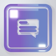 Fototapete - Purple-blue Video with subtitles icon isolated on grey background. Minimalism concept. 3D render illustration