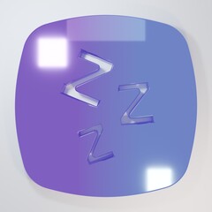 Fototapete - Purple-blue Sleepy icon isolated on grey background. Sleepy zzz talk bubble. Minimalism concept. 3D render illustration
